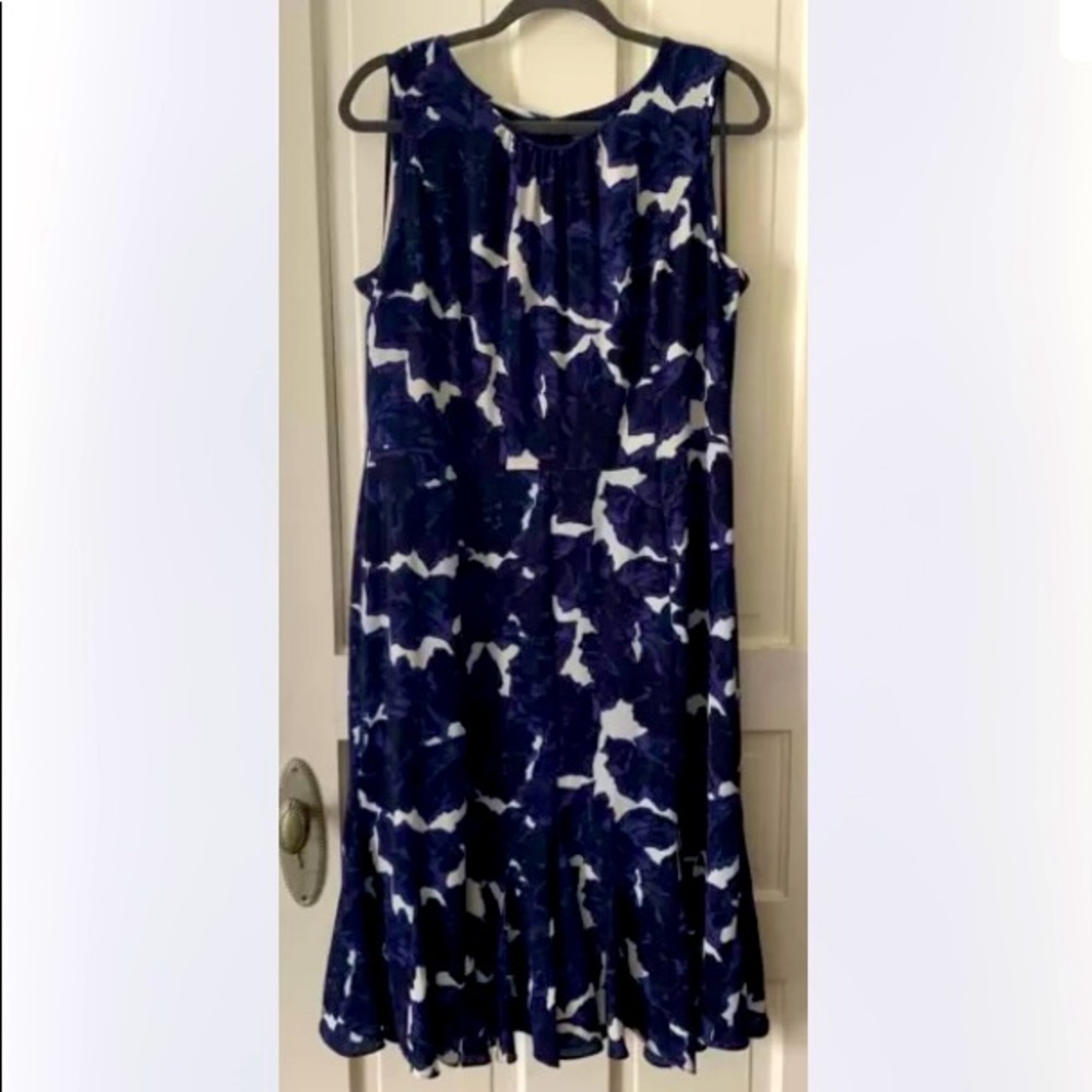 Talbots indigo floral print dress. NWT. Size 14.